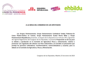 Propuesta no de ley Proposición no de Ley para promover una regulación del cáñamo industrial y el cannabis no psicoactivo